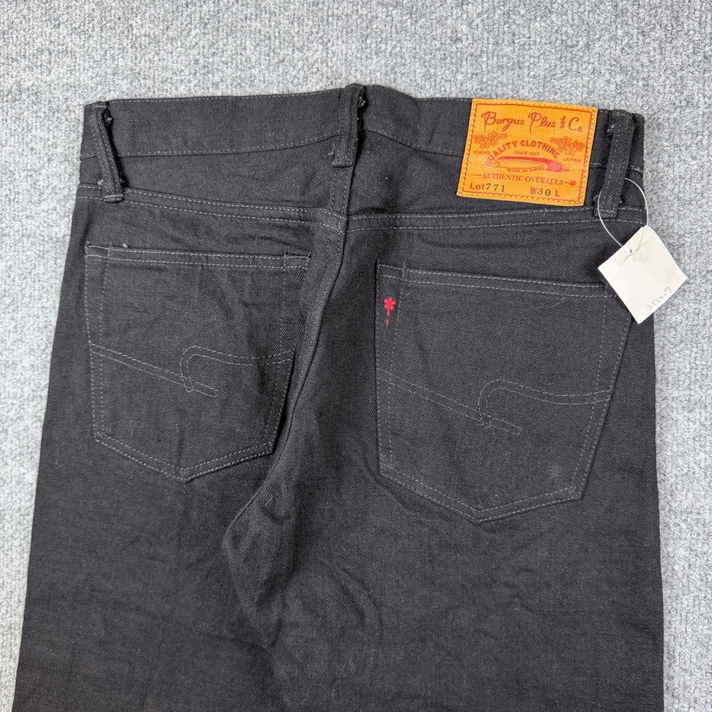 Burgus Plus Jeans Mens 30x34 Black Selvedge Denim Lot 771 Made in Japan NWT NEW